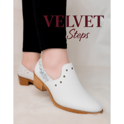 Botín Brisa Urbana VELVET Steps – Ecocuero blanco con taco de 4 cm