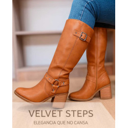 Fiera Noble | Bota alta con hebillas y tacón bloque | Velvet Steps