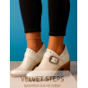 Botín Eterna | Elegancia blanca con hebilla y taco de madera – Velvet Steps