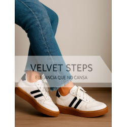 Zapatilla Vértika | Diseño urbano con franjas curvas y suela de goma | Velvet Steps
